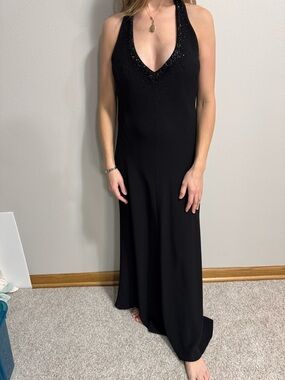 Jones New York Evening Elegant One-Shoulder Black – Sequin & Bead Detail Size 12